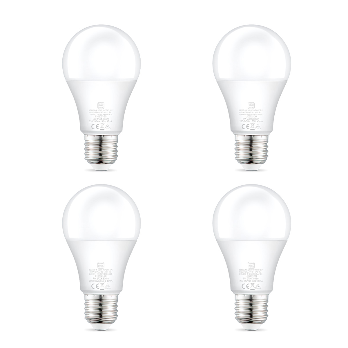 LED A60 E27 9W 806LM DIMBAAR WARM WIT (4PCS)