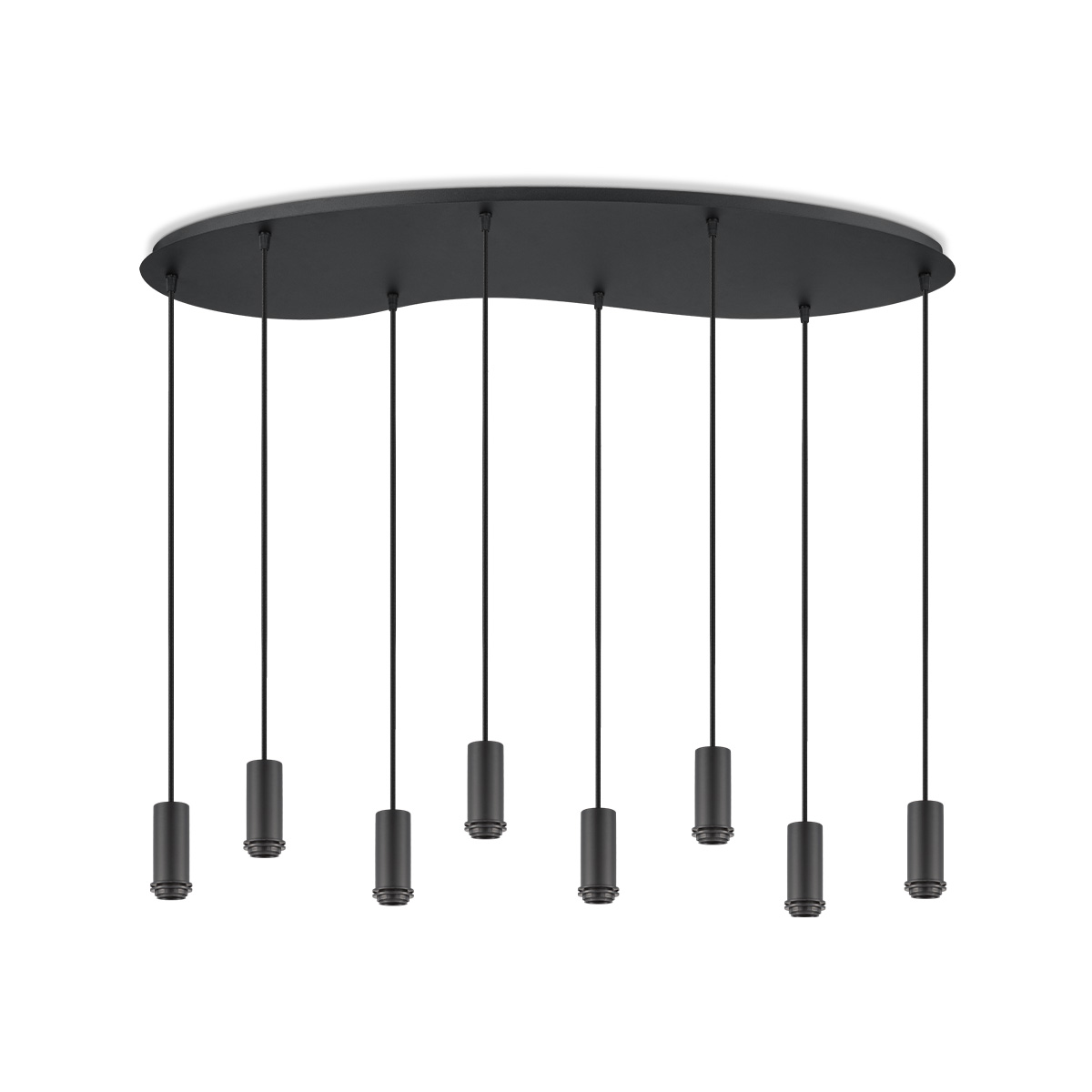 Metaal kroonluchter - Industrie hanglamp - Zwart - Met 8 pcs lampvoeten - Ontworpen voor Eetkamer en Slaapkamer - 100 x 34.4 x 117.5cm - set met E27 Lamphouder - voor Lampenkap met Doorsnede max 15cm - Gloeilamp Niet Inbegrepen