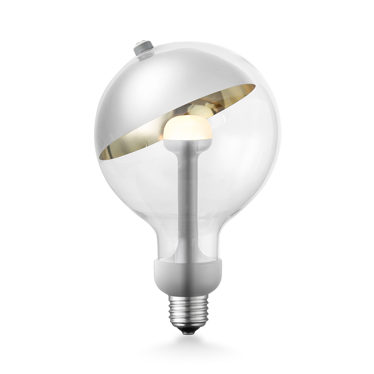 Design LED Lichtbron Move Me - Zilver - G120 Sphere LED lamp - 12/12/18.6cm - Met verstelbare diffuser via magneet - geschikt voor E27 fitting - Dimbaar - 5W 400lm 2700K - warm wit licht