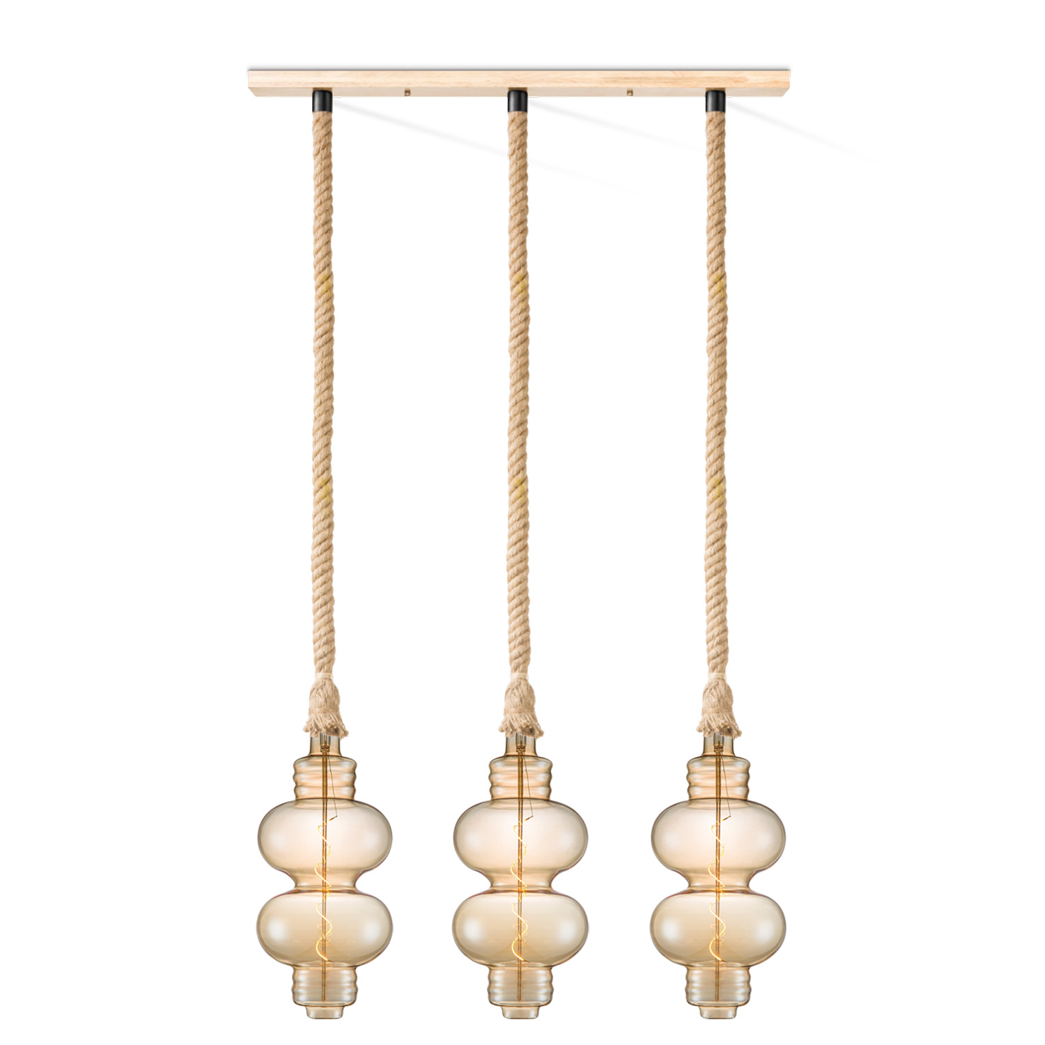 Home sweet home touw hanglamp Leonardo 3L Diabolo - amber