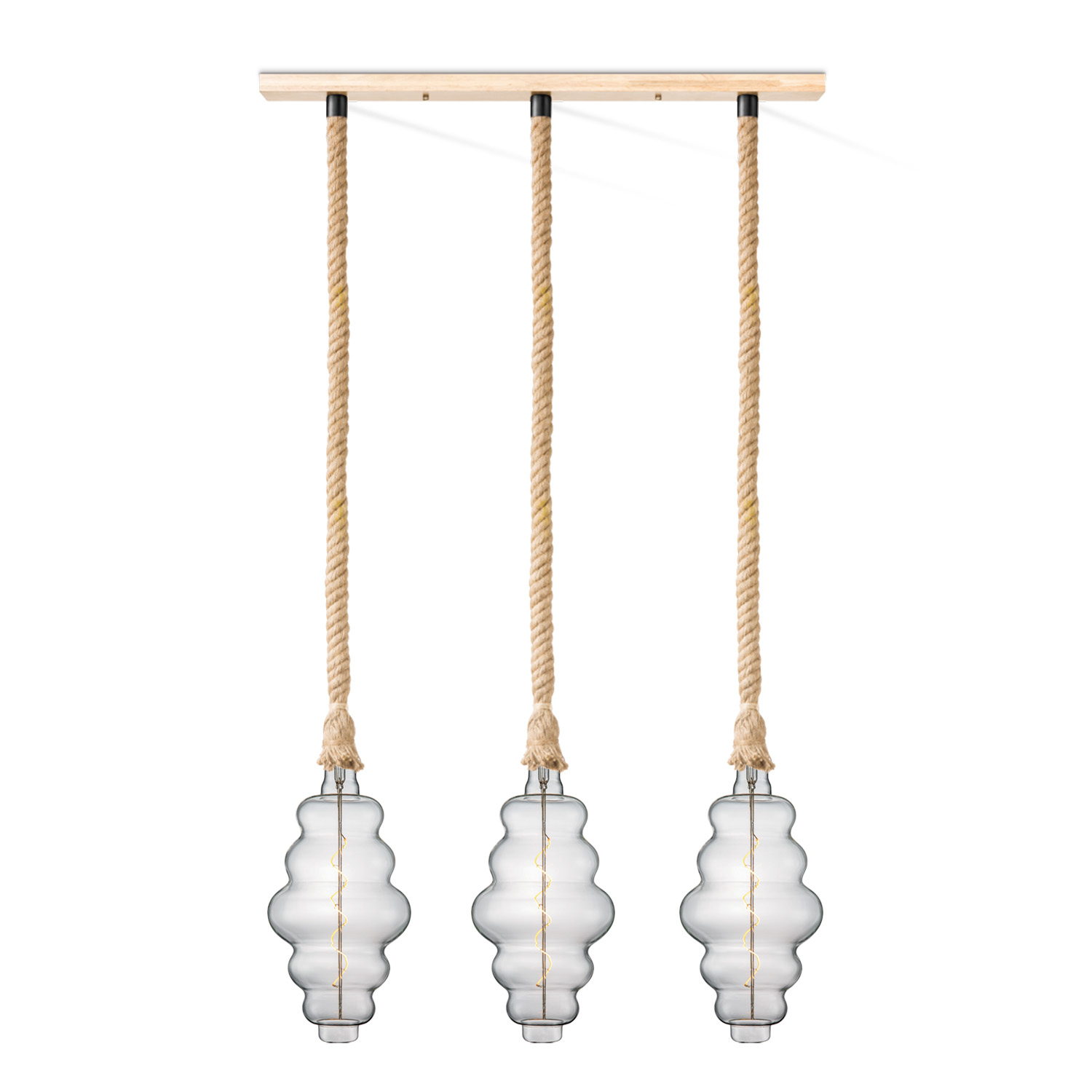 Home sweet home touw hanglamp Leonardo 3L Cloud - helder