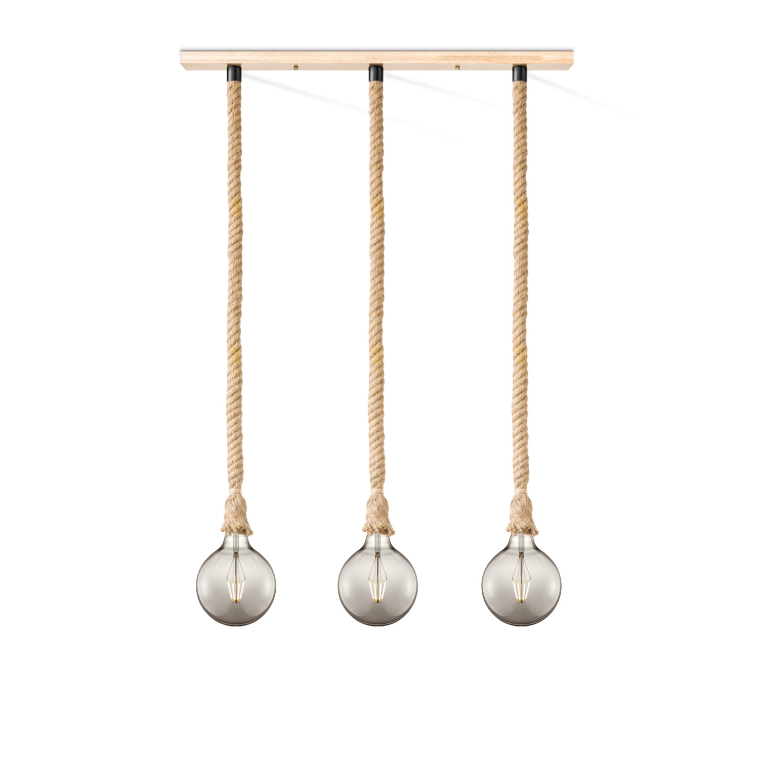 Home sweet home touw hanglamp Leonardo 3L Globe - smoke