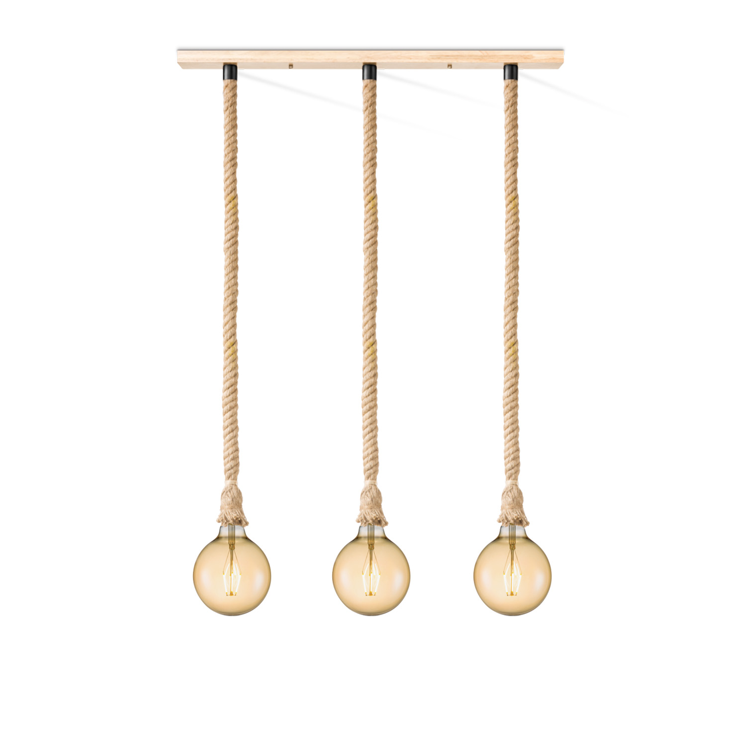 Home sweet home touw hanglamp Leonardo 3L Globe - amber