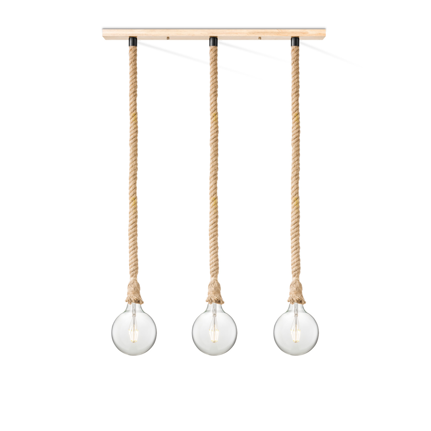 Home sweet home touw hanglamp Leonardo 3L Globe - helder