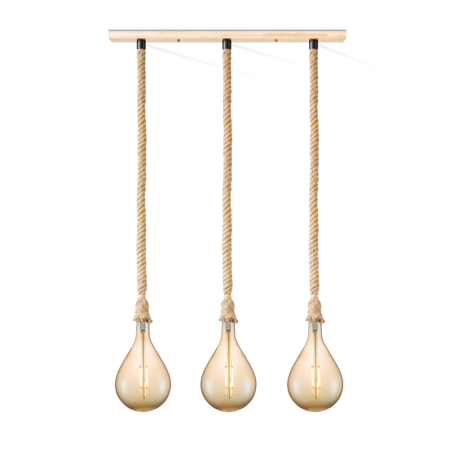 Home sweet home touw hanglamp Leonardo 3L Pear - amber