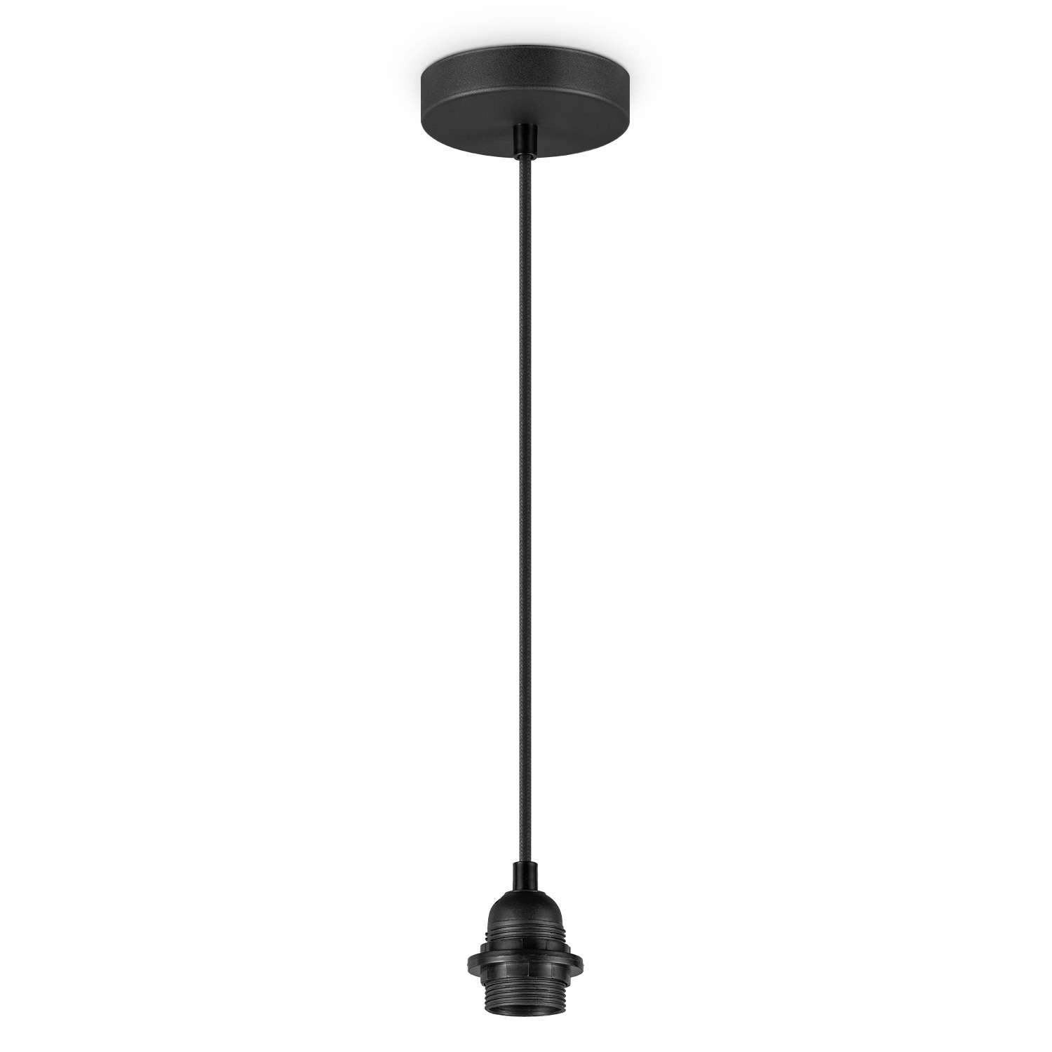 Image of Fabric Hanglamp - 10/10/230 cm - inclusief de zwarte hanger en stoffen snoer - Met E27 lamphouder - Voor Lampenkap met doorsnede max.55cm - Voor Slaapkamers en Woonkamers