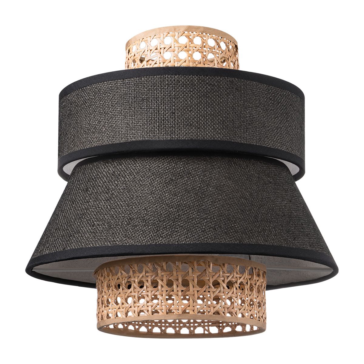 Home sweet home lampenkap Cane weave - linnen / zwart