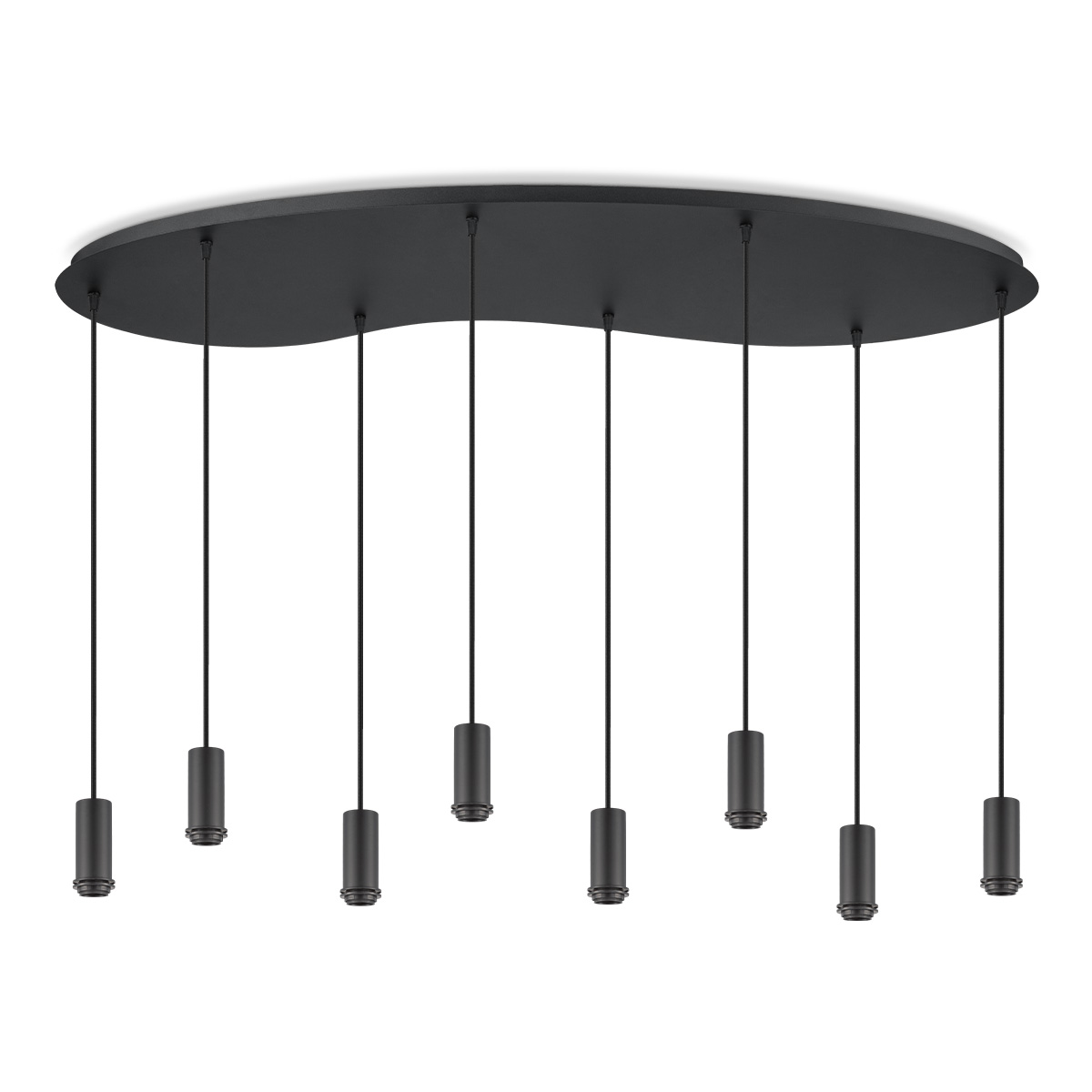 Metaal kroonluchter - Industrie hanglamp - Zwart - Met 8 pcs lampvoeten - Ontworpen voor Eetkamer en Slaapkamer - 120 x 41.3 x 117.5cm - set met E27 Lamphouder - voor Lampenkap met Doorsnede max 15cm - Gloeilamp Niet Inbegrepen