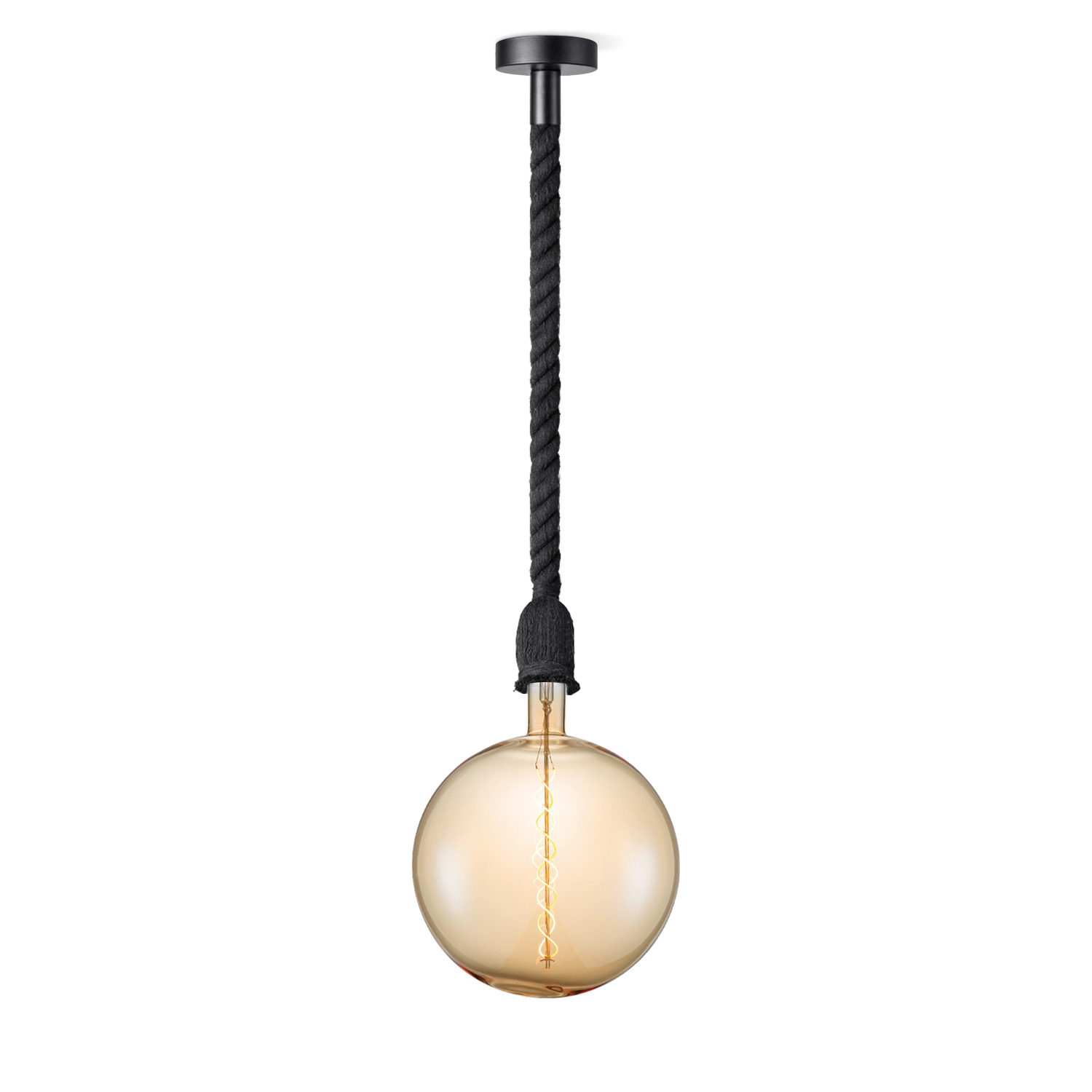 Image of Home sweet home hanglamp Leonardo zwart Spiral g260 - amber