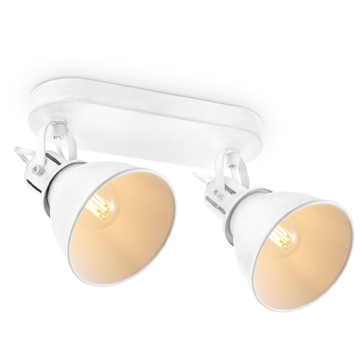 Industriële Plafondspots - Wit - Met 2 E14 Fitting - Metaal Spotlights - 24 x 10 x 20.5cm - Voor woonkamer en slaapkamer - Lichtbron niet inbegrepen