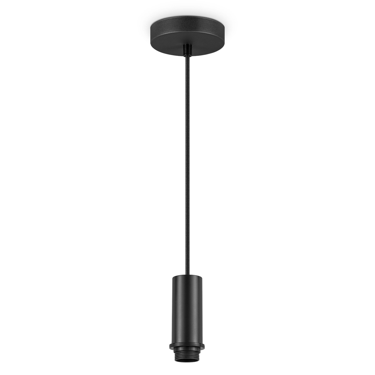 Fabric Hanglamp - 10/10/230 cm - inclusief de zwarte hanger en stoffen snoer - Met E27 lamphouder - Voor Lampenkap met doorsnede max.55cm - Voor Slaapkamers en Woonkamers