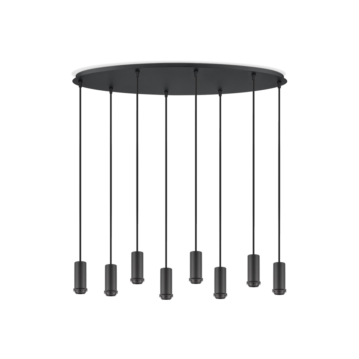 Metaal kroonluchter - Industrie hanglamp - Zwart - Met 8 pcs lampvoeten - Ontworpen voor Eetkamer en Slaapkamer - 80 x 25 x 117.5cm - set met E27 Lamphouder - voor Lampenkap met Doorsnede max 15cm - Gloeilamp Niet Inbegrepen