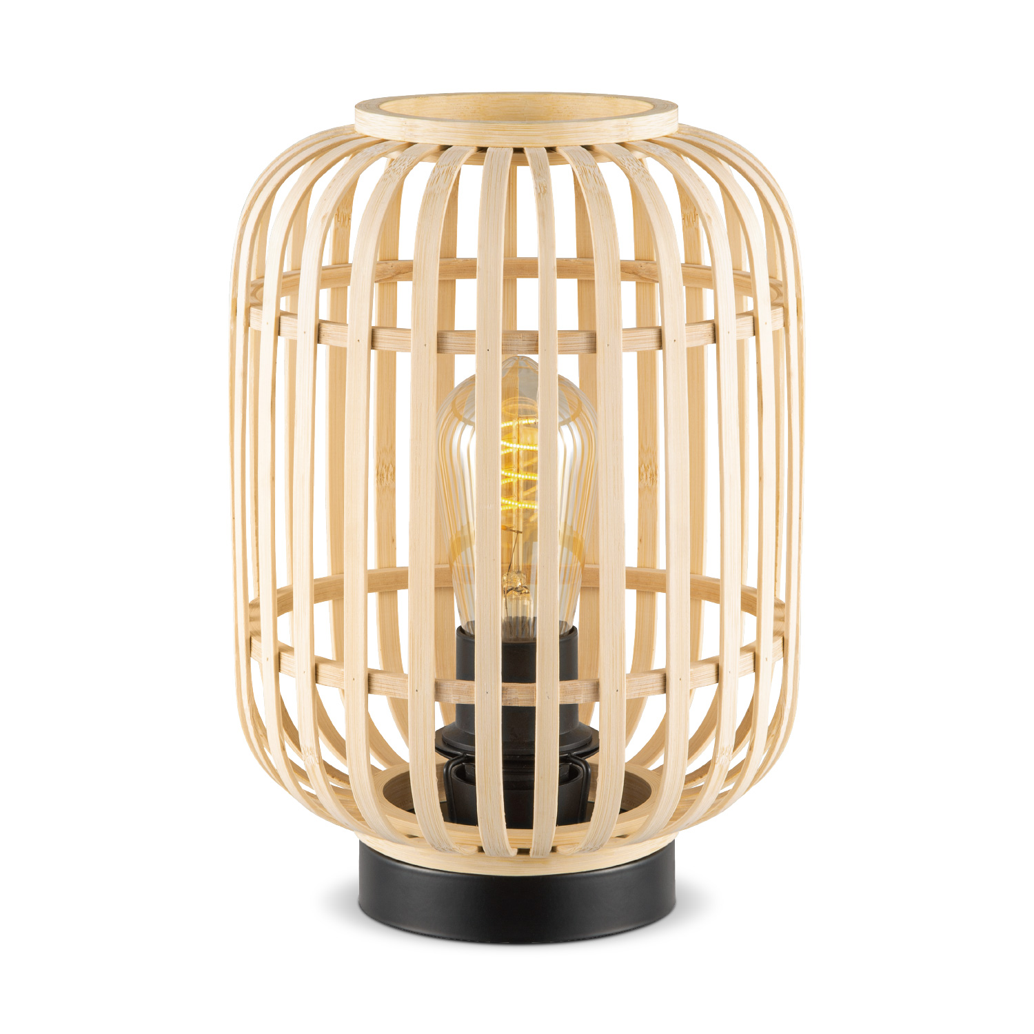 Boheemse stijl Tafellamp - Bamboe Lampenkap - Cilinder - Beige - Ø21,5 x 30 cm - E27 fitting - Ontworpen voor gebruik in slaapkamers en studeerkamers - Met schakelaar