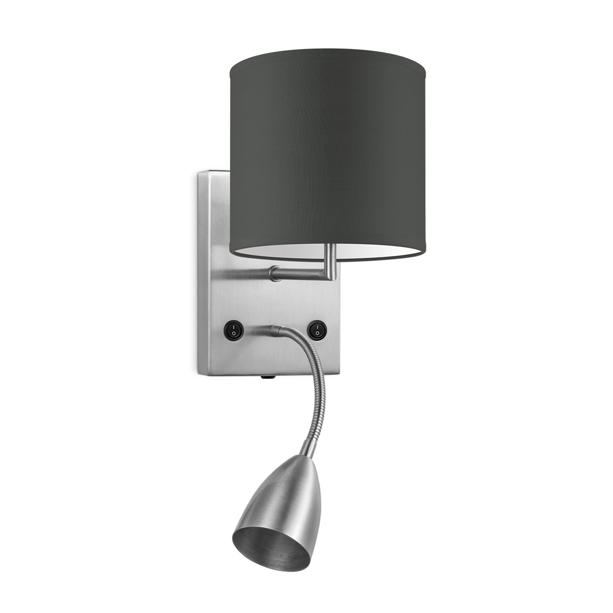 Moderne wandlamp Bling - antraciet - wandlamp Read inclusief lampenkap en LED Leeslamp lampenkap 16/16/15cm - geschikt voor E27 LED lamp - Wandlamp geschikt voor woonkamer, slaapkamer, corridor