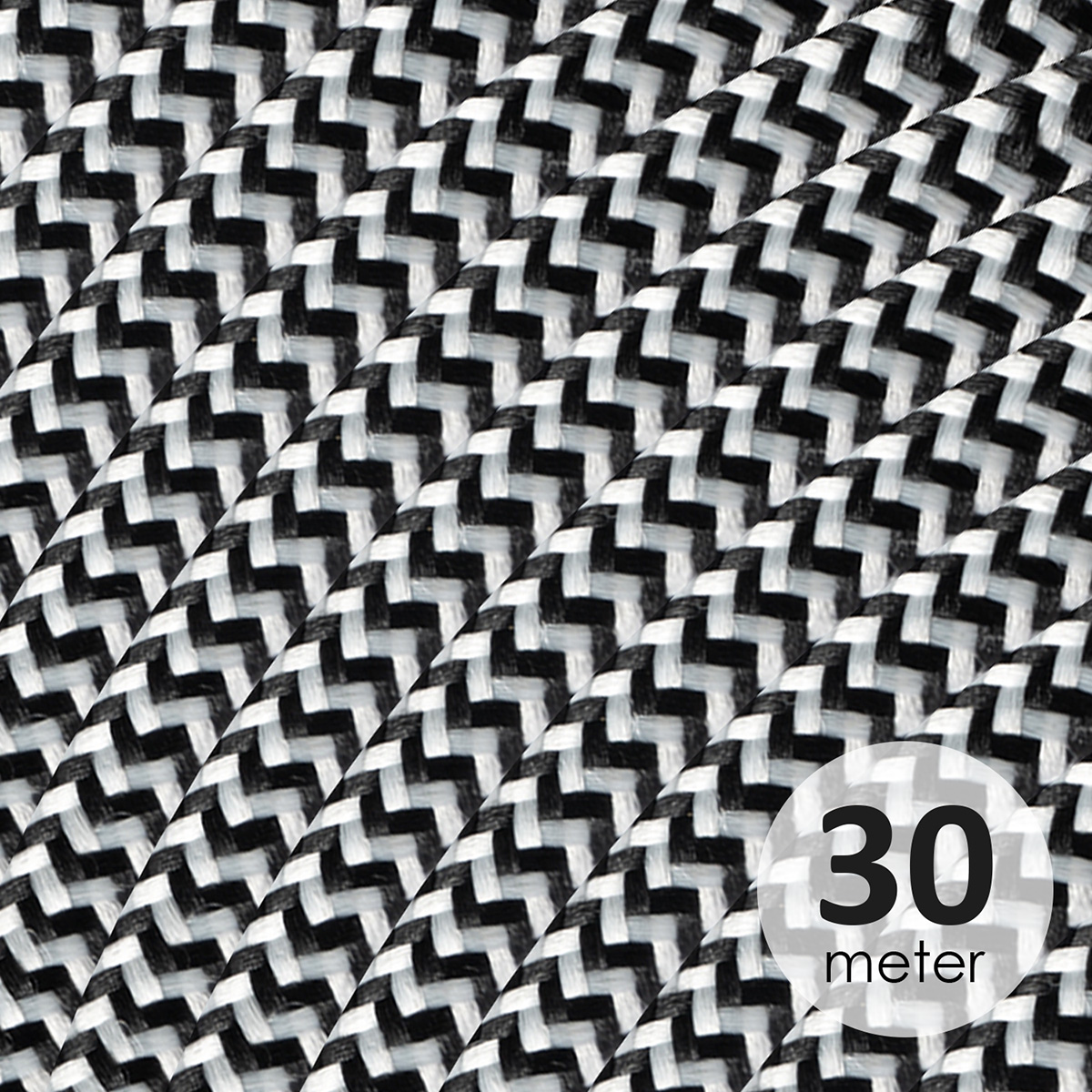 Image of ROL 30 Meter strijkijzersnoer ZWART - WIT 3X0.75mm