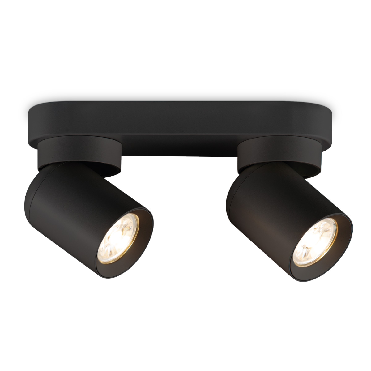 Moderne LED Rond Opbouwspot Swing - Zwart - 22/10/10cm - 2 lichts plafondspot - gemaakt van metaal - voor Woonkamer en Slaapkamer