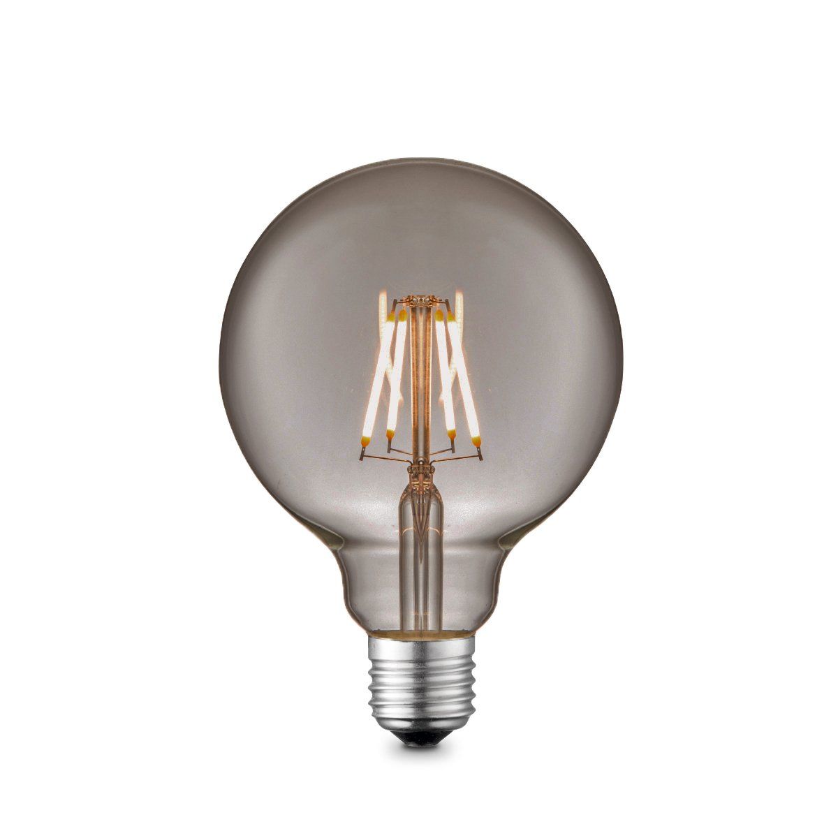 Edison Vintage LED filament lichtbron Globe - Rook - G95 Deco - Retro LED lamp - 9.5/9.5/13.5cm - geschikt voor E27 fitting - Dimbaar - 6W 160lm 1800K - warm wit licht