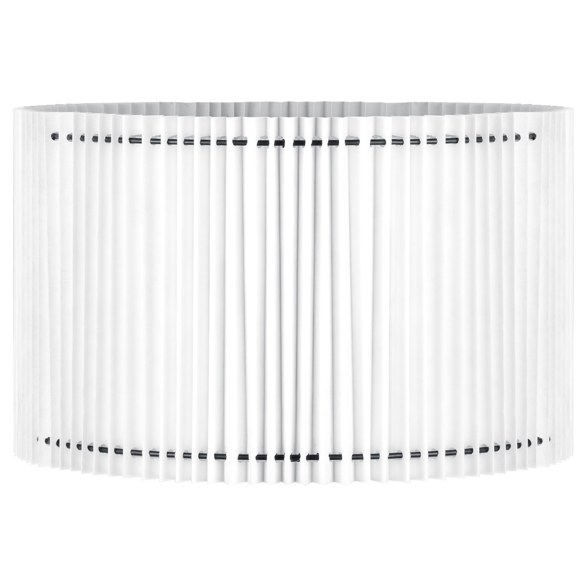 Papieren Gevouwen Lampenkap - Cilindrisch - White - ø40 x 20 cm - E27 fitting - Voor Staande Lamp - Ontworpen voor woonkamer en eetkamer