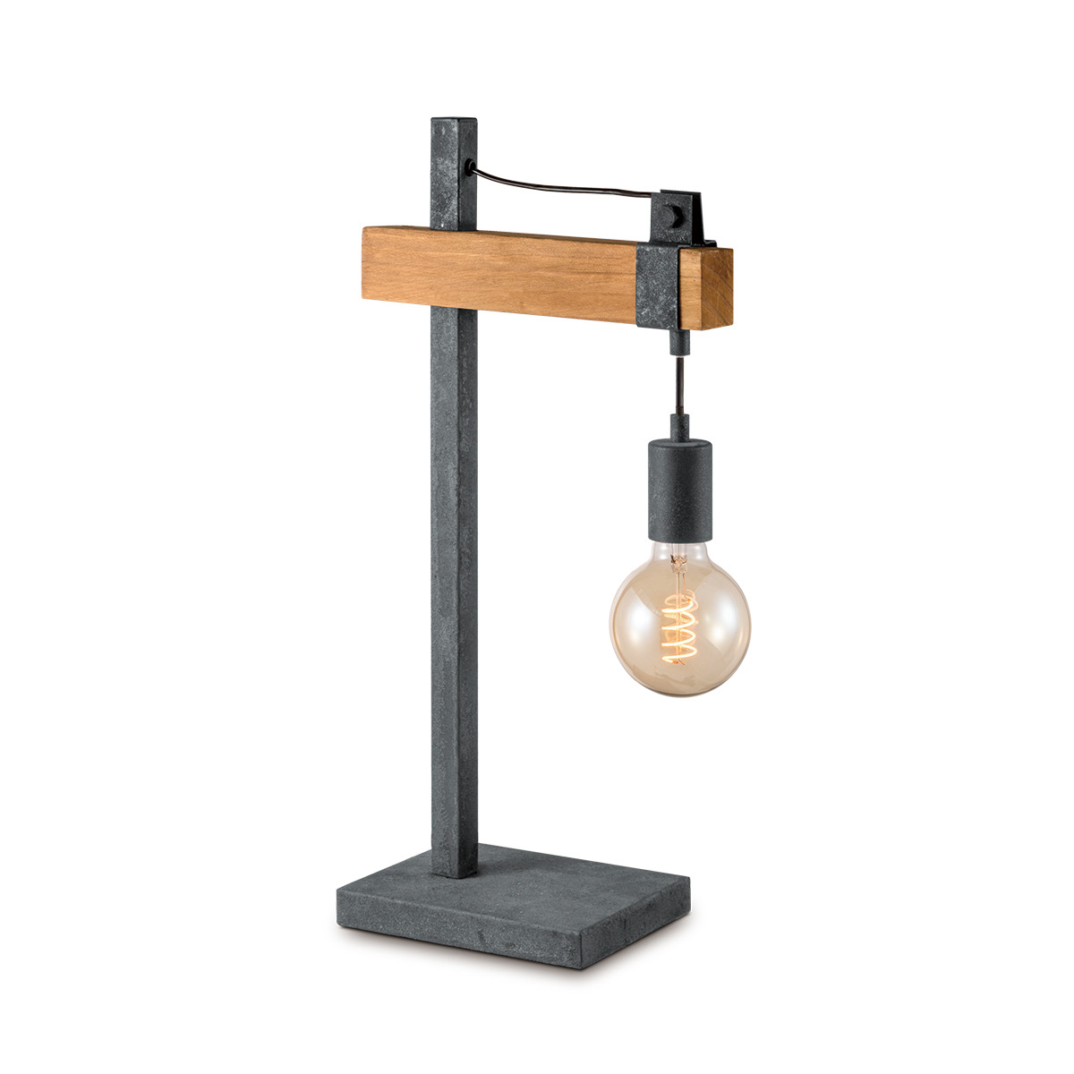 Home sweet home tafellamp Denton - hout / burned metal