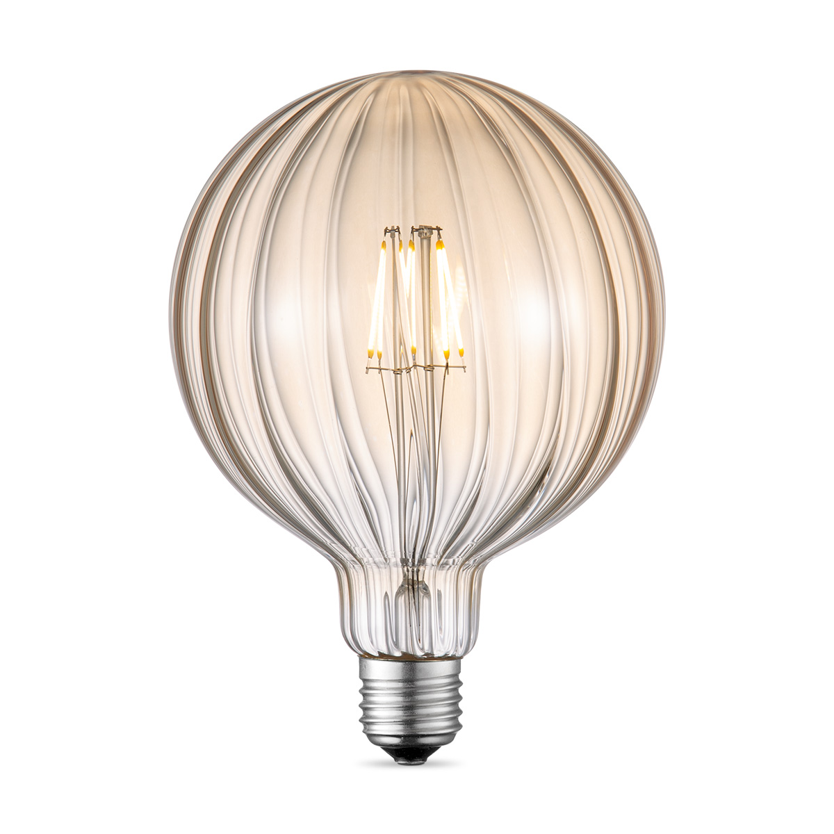 Edison Vintage E27 LED filament lichtbron - Amber - 12.5/12.5/17cm - G125 Global - Vintage LED lamp - Dimbaar - 4W 400lm 2700K - warm wit licht - geschikt voor E27 fitting