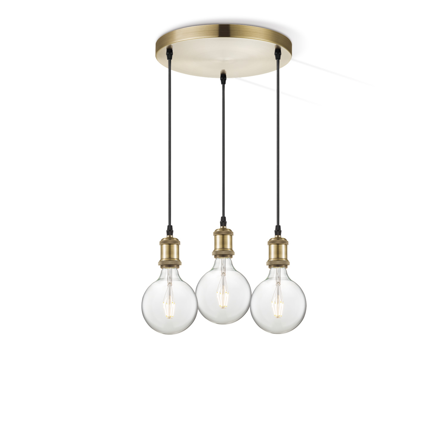 Home sweet home hanglamp Vintage brons 3L Globe g125 - helder