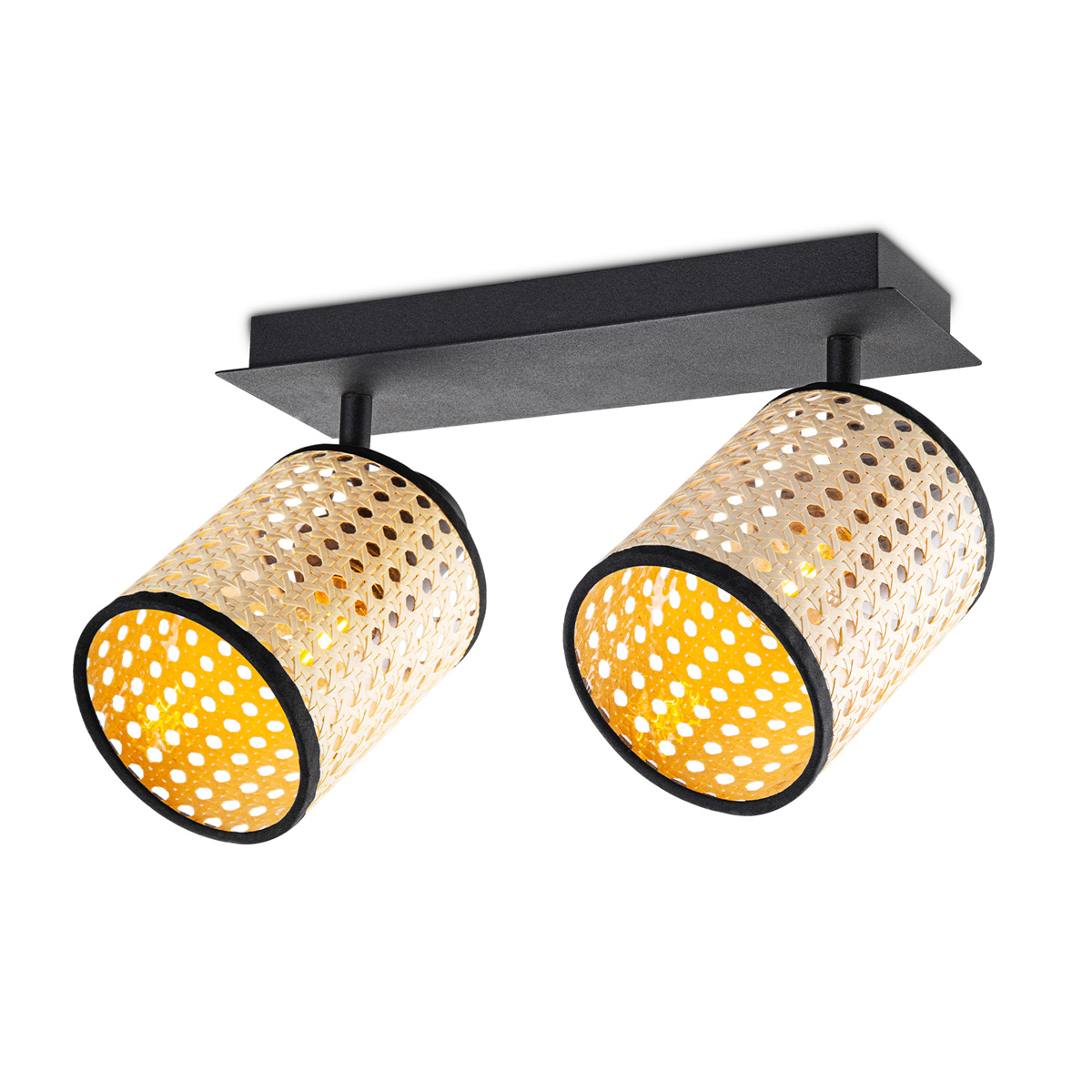 Landelijke LED Opbouwspot Dean rotan - Rotan - 30/10/22cm - plafonniere lampenkap gemaakt van rotan - geschikt voor E27 lichtbron