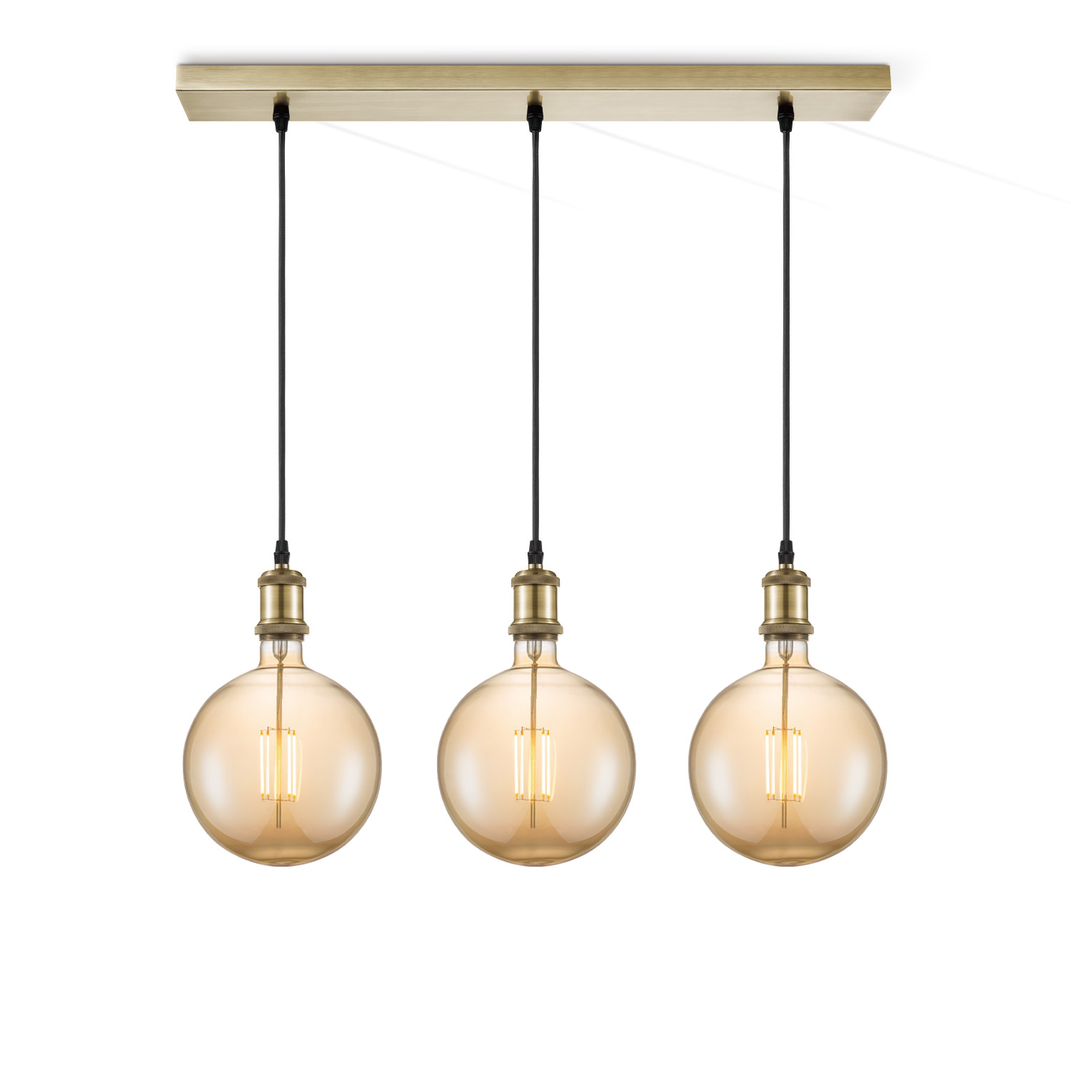 Home sweet home hanglamp Vintage brons 3L Beam Globe g180 - amber