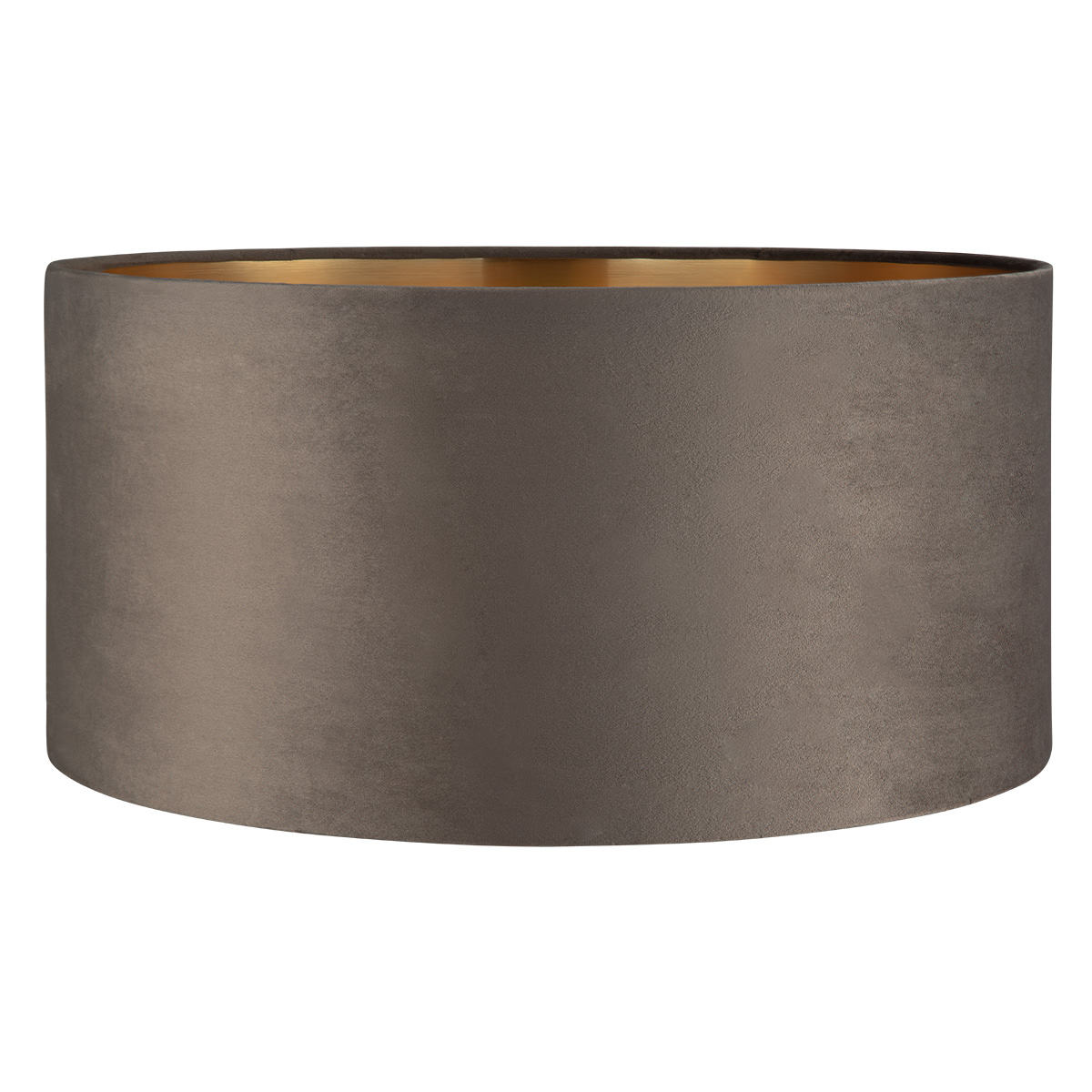 Image of Fluweel - Velvet Lampenkap - Cilinder - Grey + goud - Luxe stijl - ø50 x 25 cm - E27 fitting - voor staande lamp en Pendellamp - voor woonkamer en eetkamer