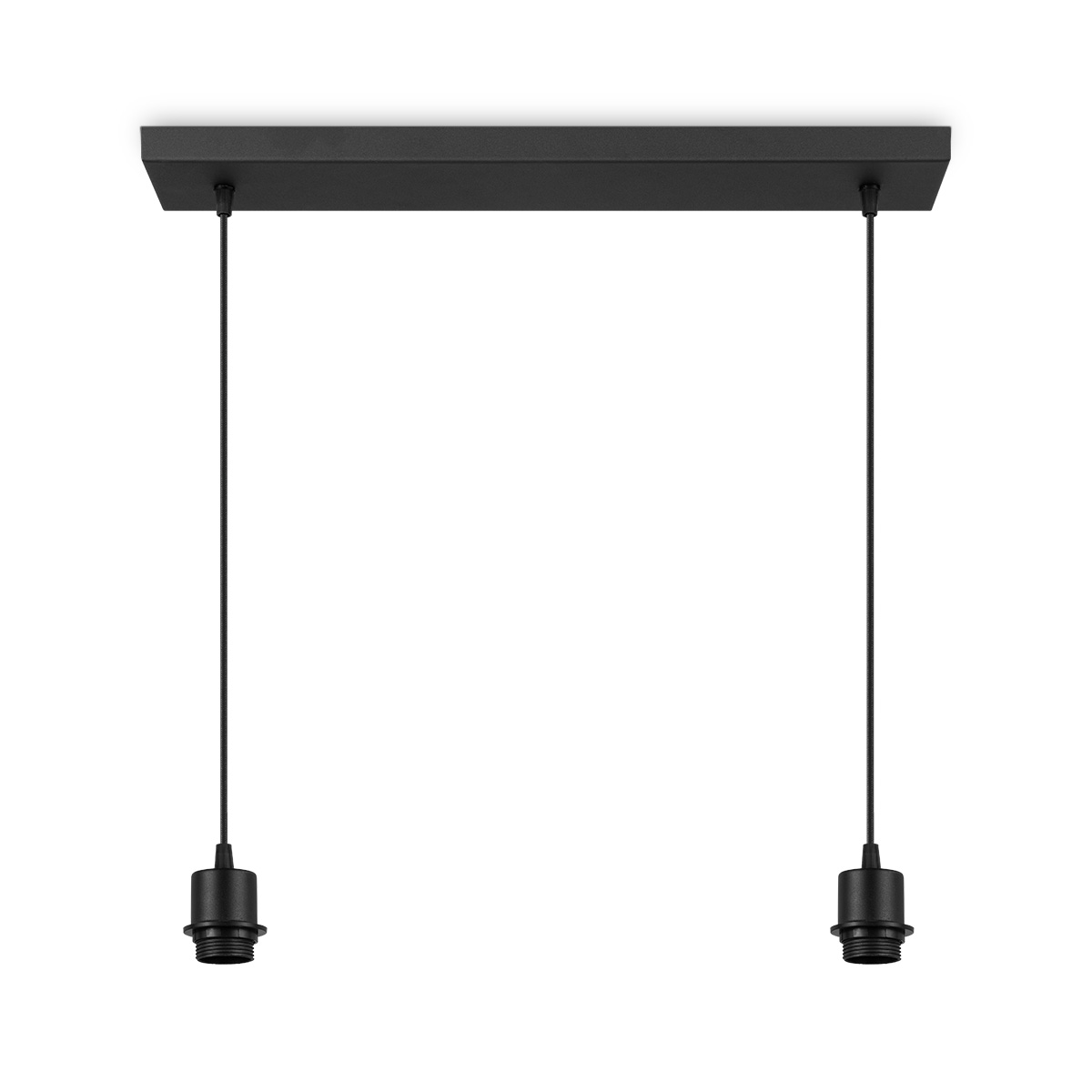 Metaal kroonluchter - Industrie hanglamp - Zwart - Met 2 pcs lampvoeten - Ontworpen voor Eetkamer en Slaapkamer – 55 x 9.5 x 112.5cm - set met E27 Lamphouder - voor Lampenkap met Doorsnede max 40cm - Gloeilamp Niet Inbegrepen