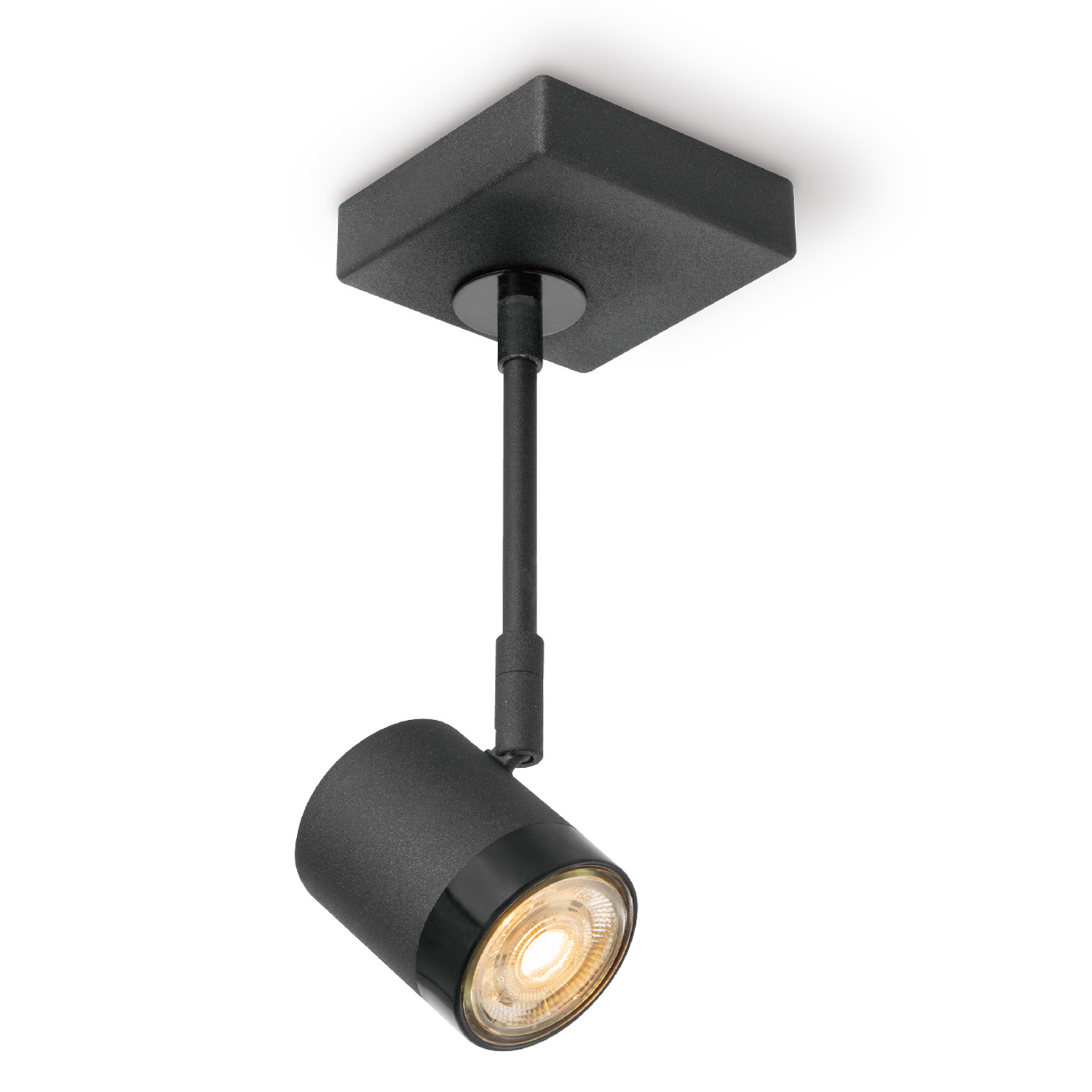 Moderne LED Opbouwspot Manu - Zwart - 9.5/9.5/25cm - Dimbaar - plafonniere gemaakt van metaal - inclusief LED lichtbron - GU10 fitting - 5W - 390lm - 3000K - warm wit licht
