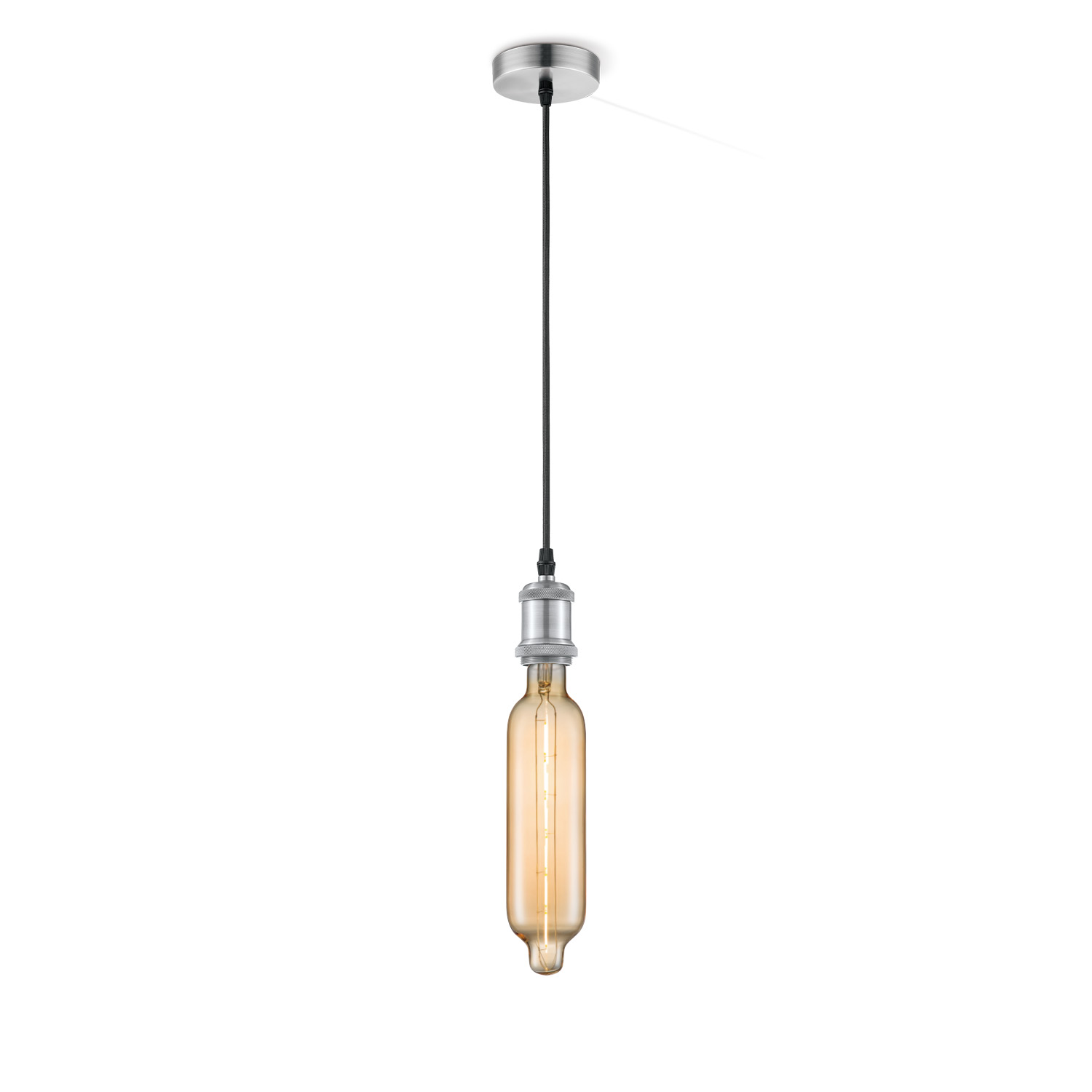 Home sweet home hanglamp Vintage Tube - Mat staal - amber