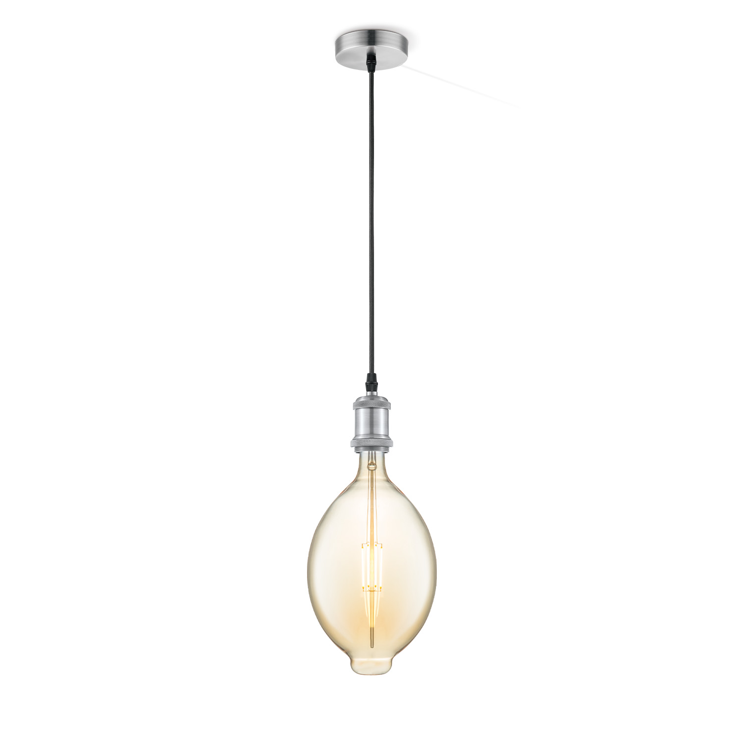 Home sweet home hanglamp Vintage Oval - Mat staal - amber