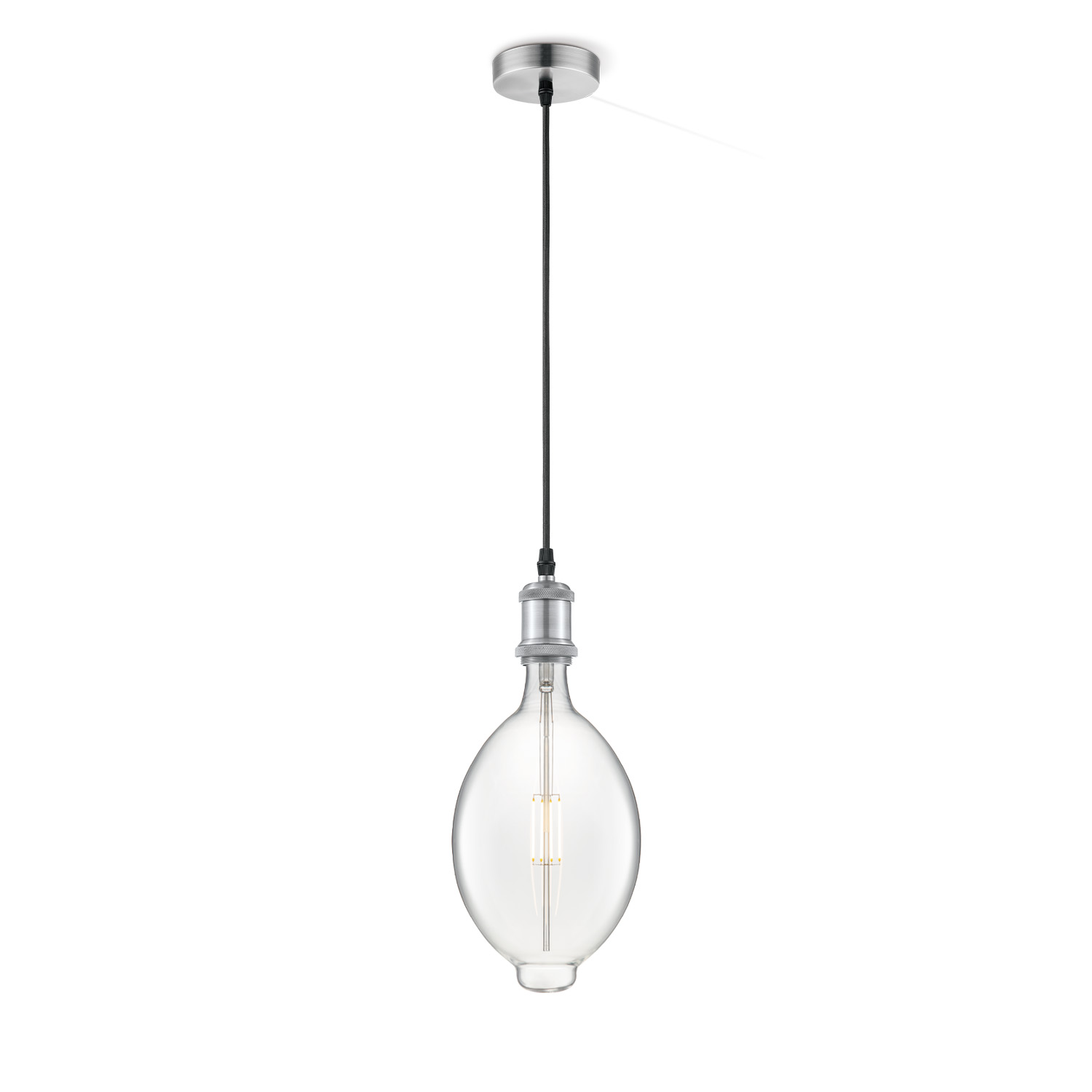 Home sweet home hanglamp Vintage Oval - Mat staal - helder