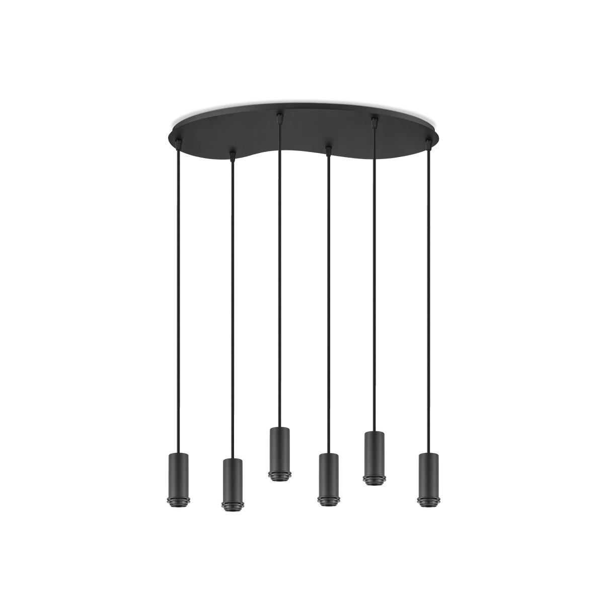 Metaal kroonluchter - Industrie hanglamp - Zwart - Met 6 pcs lampvoeten - Ontworpen voor Eetkamer en Slaapkamer - 60 x 25.8 x 117.5cm - set met E27 Lamphouder - voor Lampenkap met Doorsnede max 15cm - Gloeilamp Niet Inbegrepen