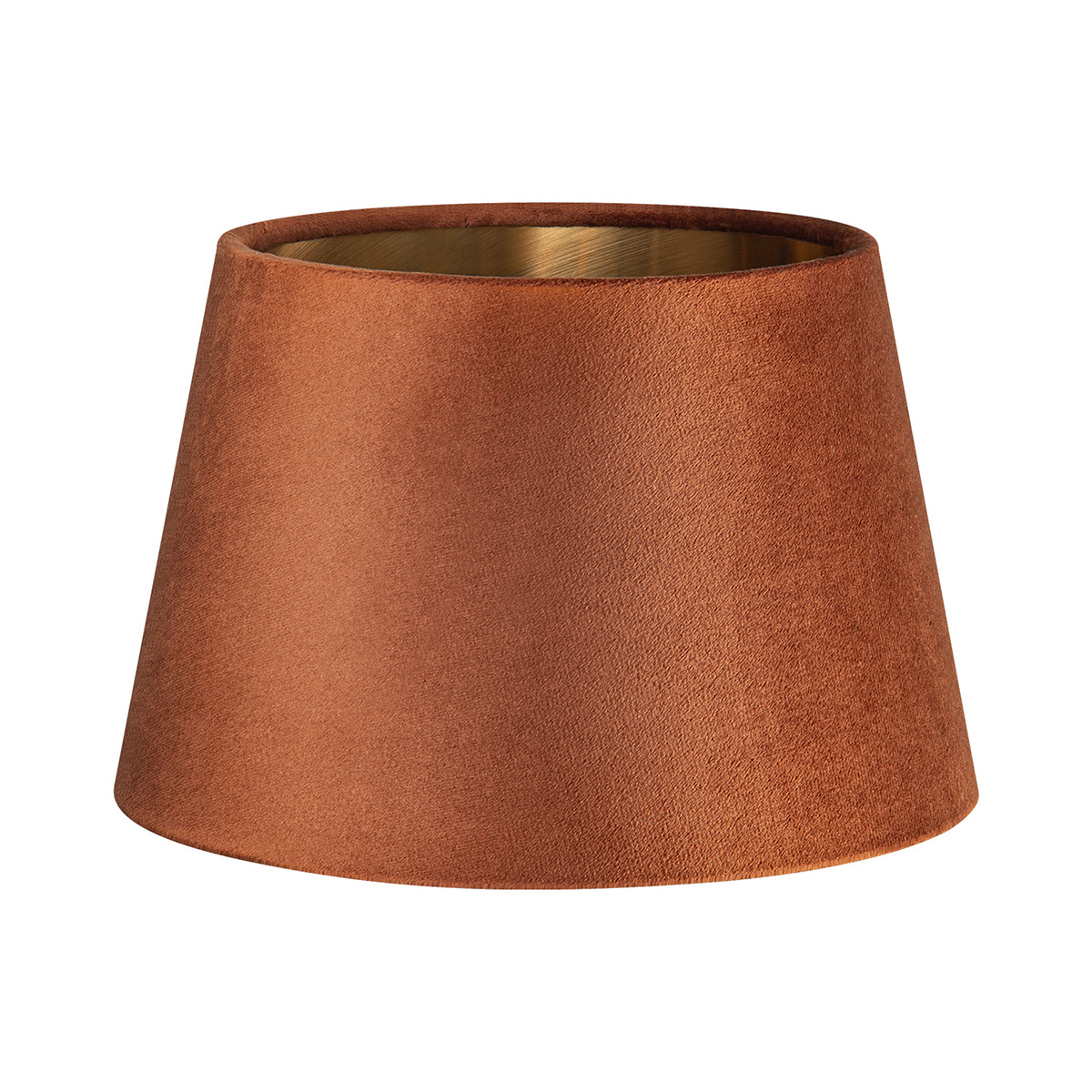 Fluweel - Velvet Lampenkap - Conisch - Bruin + goud - Luxe stijl - ø20 x 13 cm - E27 fitting - voor tafellampen - voor woonkamer en eetkamer