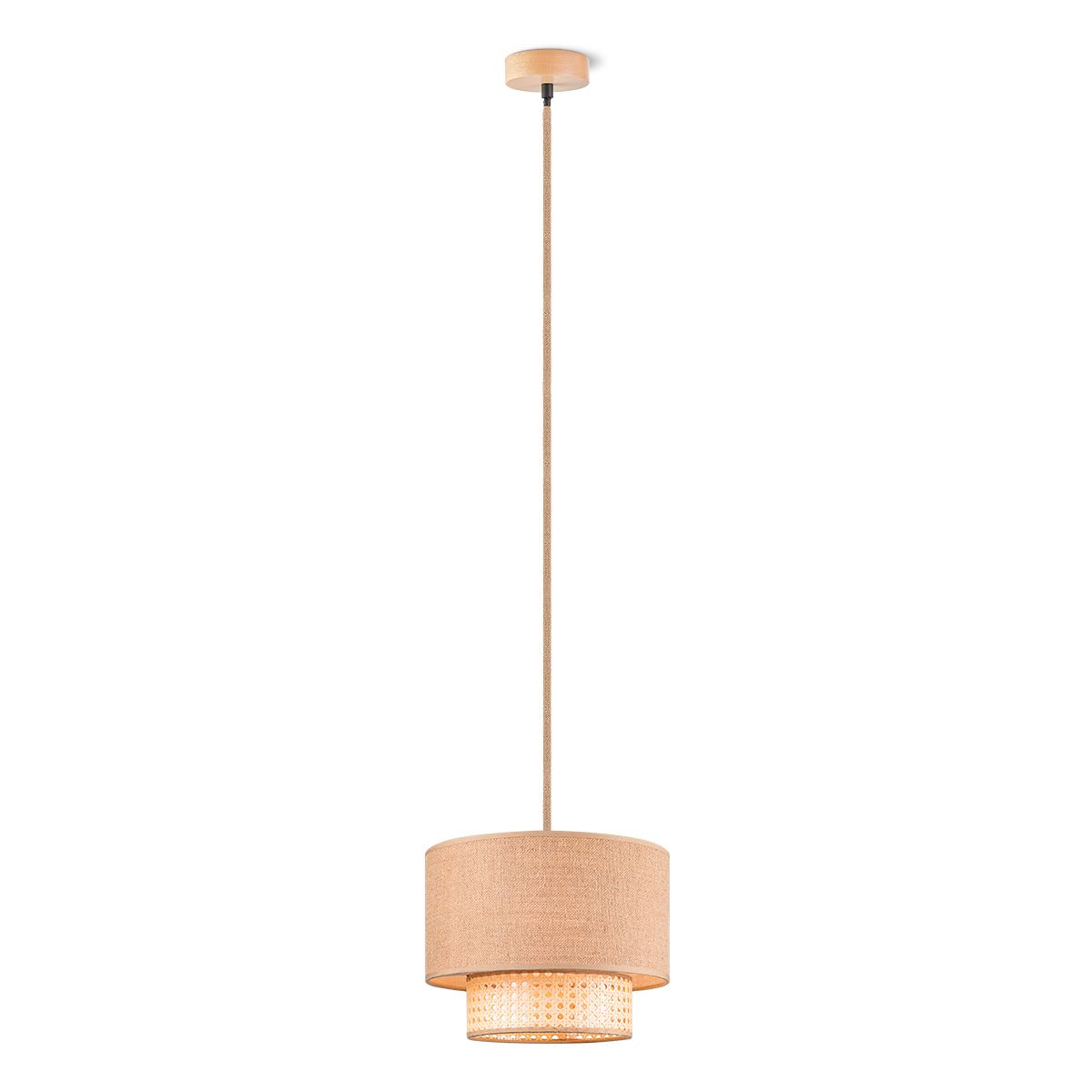 Image of Home sweet home hanglamp Cane weave - linnen naturel