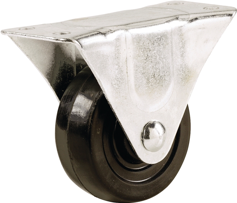 Shepherd Hardware 9481 Rigid Caster, 2 in Dia Wheel, 7/8 in W Wheel, Rubber Wheel, Black, 90 lb