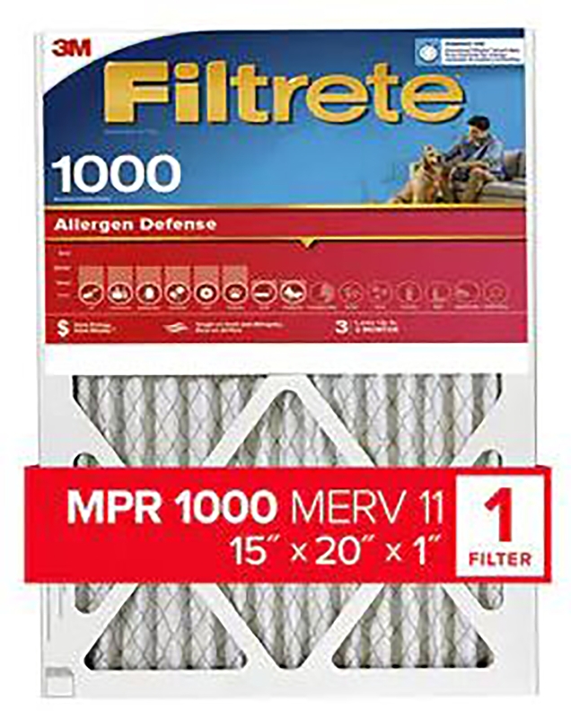 Filtrete 9806-4 Air Filter, 20 in L, 15 in W, 11 MERV, 1000 um MPR, Polypropylene Frame, Pack of 4
