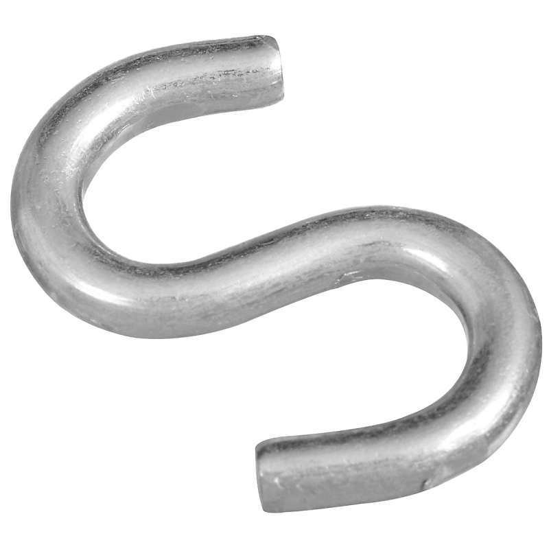 National Hardware N273-425 S-Hook, 125 lb Working Load, 1/4 in Dia Wire, Steel, Zinc-Plated, Pack of 50