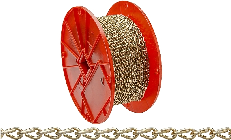 Campbell 072-1667N Jack Chain, #16, 200 ft L, Steel, Brass, 11 lb Working Load