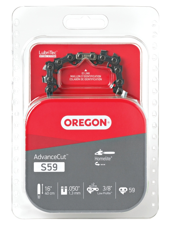 Oregon AdvanceCut Series S59 Chainsaw Chain, 91PX Chain, 16 in L Bar, 0.05 in Gauge, 3/8 in TPI/Pitch, 59-Link