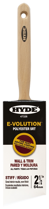 Hyde 47326 Paint Brush, Standard, Stiff Brush, 2-1/2 in L Bristle, Polyester Bristle, 6/PK