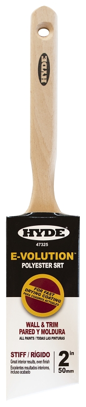 Hyde 47325 Paint Brush, Standard, Stiff Brush, 2 in L Bristle, Polyester Bristle, 6/PK