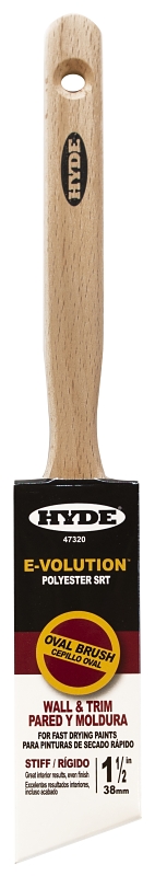 Hyde 47320 Paint Brush, Oval, Stiff Brush, 1-1/2 in L Bristle, Polyester Bristle, 6/PK