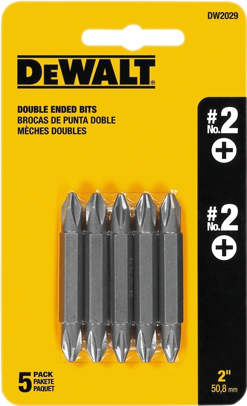 DEWALT DW2029 Double-Ended Screwdriver Bit, #2 Drive, Phillips Drive, 1/4 in Shank, Hex Shank, 2 in L, Steel