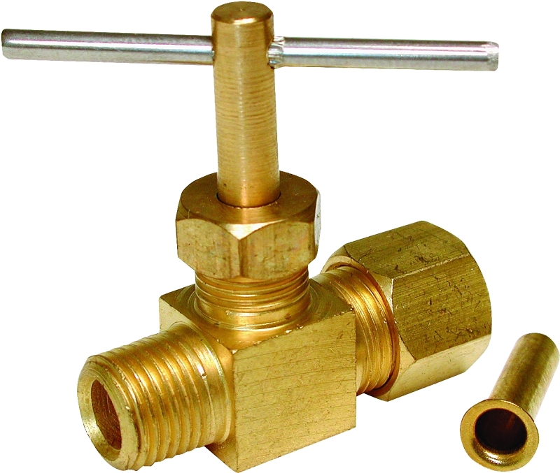 Dial 9421 Straight Needle Valve, 1/4 x 1/8 in Connection, CC x MPT, Brass Body