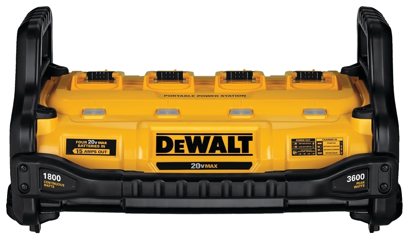 DEWALT DCB1800B Portable Power Station and Simultaneous Battery Charger, 120 V, 4 Ah, 2 hr Charge, 4-Battery