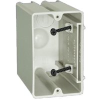 Sliderbox SB-1 Electrical Box, 2-Outlet, 1-Gang, 1-Knockout, 1/2 in Knockout, PVC, Beige, Wall Mounting