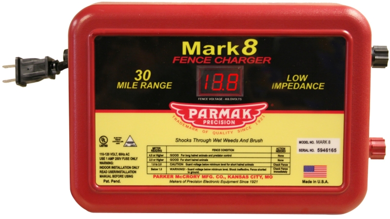 Parmak MARK 8/7 Electric Fence Charger, 1.1 to 4.9 J Output Energy, 110/120 V, 30 mile Fence Distance