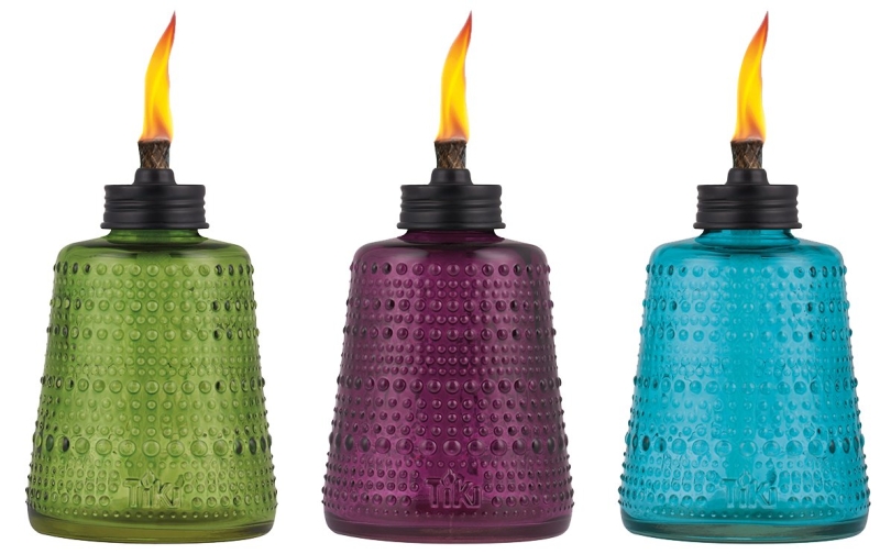 Tiki 1120063 Tabletop Torch, 6 in H, Glass, Blue/Green/Purple